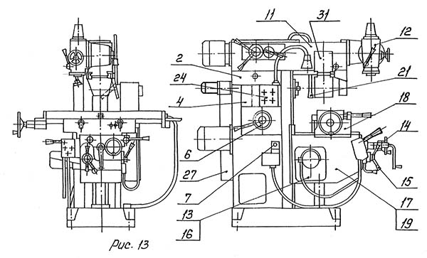 Розташування основних вузлів фрезерного верстата 6К82Ш